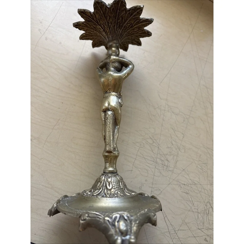 Pair of GORGEOUS‎ Vintage Cherub Candlesticks, Brass 10